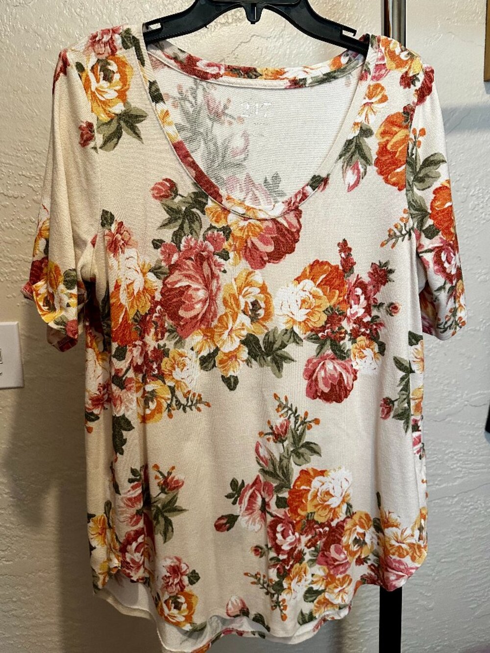 Floral Tunic Elbow Sleeve Tee